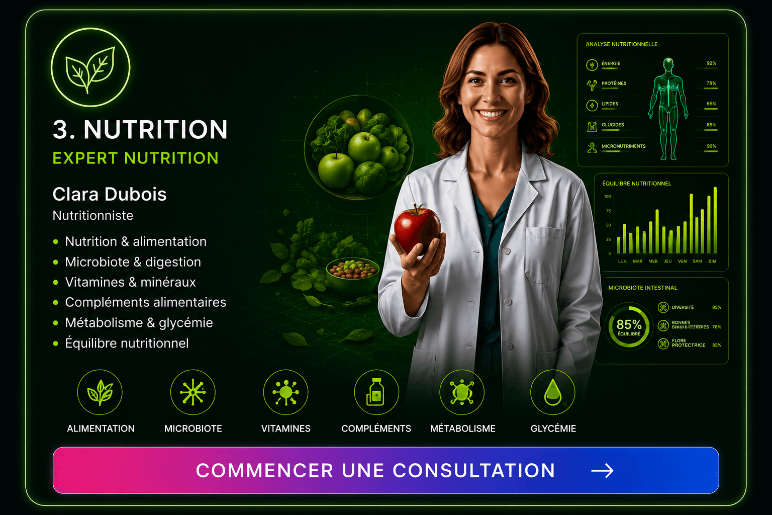 Expert NDSA Nutrition — commencer une évaluation personnalisée